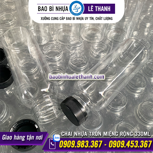 CHAI NHỰA TRÒN MIỆNG RỘNG 330ML