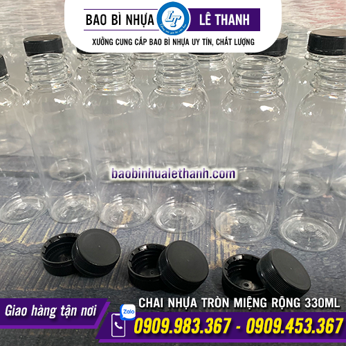 CHAI NHỰA TRÒN MIỆNG RỘNG 330ML