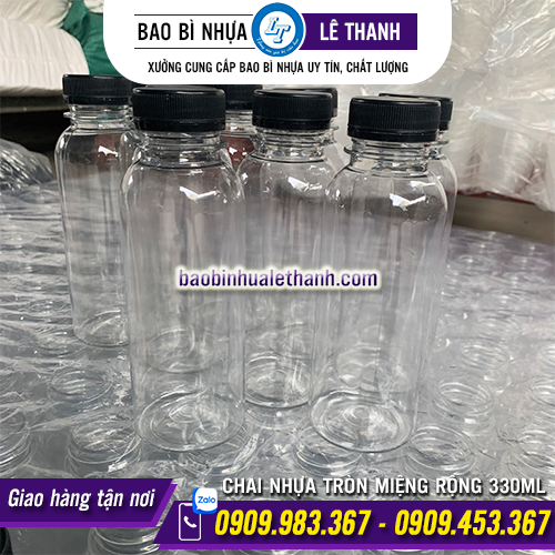 CHAI NHỰA TRÒN MIỆNG RỘNG 330ML