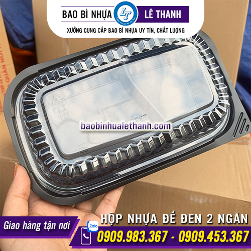 HỘP NHỰA ĐẾ ĐEN HT17 - 2 NGĂN