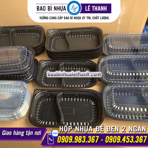 HỘP NHỰA ĐẾ ĐEN HT17 - 2 NGĂN