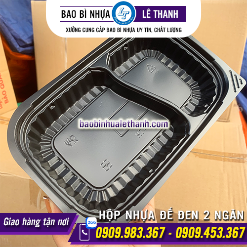 HỘP NHỰA ĐẾ ĐEN HT17 - 2 NGĂN