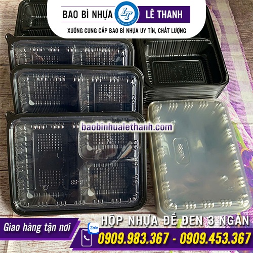 HỘP NHỰA ĐẾ ĐEN JB88 - 3 NGĂN
