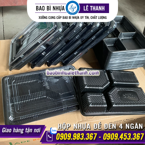HỘP NHỰA ĐẾ ĐEN HT25 - 4 NGĂN