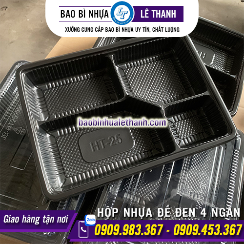 HỘP NHỰA ĐẾ ĐEN HT25 - 4 NGĂN