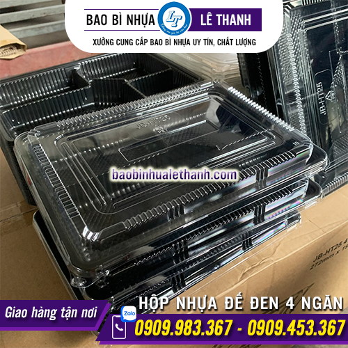 HỘP NHỰA ĐẾ ĐEN HT25 - 4 NGĂN