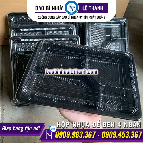 HỘP NHỰA ĐẾ ĐEN HT25 - 4 NGĂN
