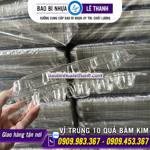 VỈ TRỨNG NHỰA 10 QUẢ BẤM KIM