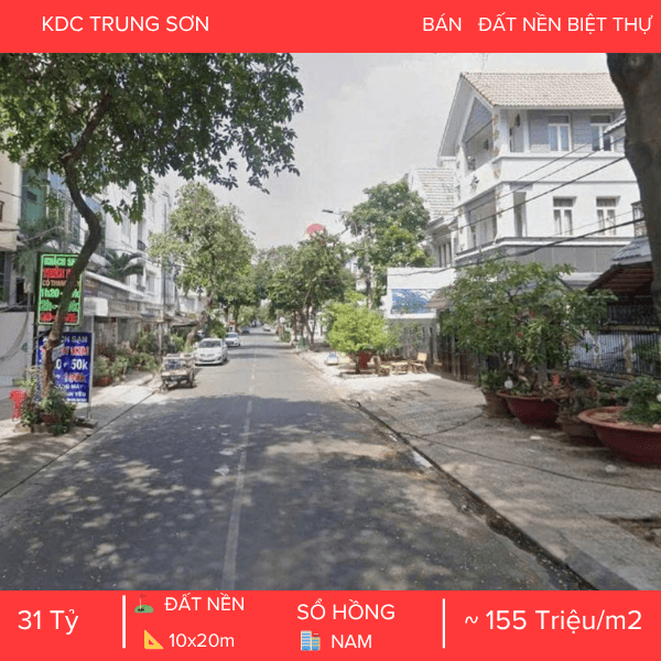 LÔ ĐẤT BIỆT THỰ KIM CƯƠNG KDC TRUNG SƠN – MẶT TIỀN ĐƯỜNG SỐ 6 – VỊ TRÍ THÔNG RA VEN SÔNG – GIÁ CHỐT CỰC TỐT