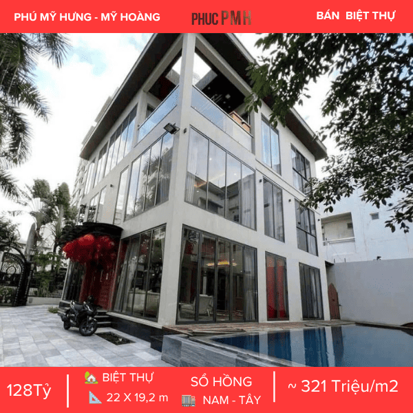 BIỆT THỰ ĐƠN LẬP CÓ HỒ BƠI TRUNG TÂM PHÚ MỸ HƯNG, DIỆN TÍCH 420M², CĂN GÓC 2 MẶT TIỀN, ĐANG CÓ DÒNG TIỀN 140 TRIỆU/THÁNG