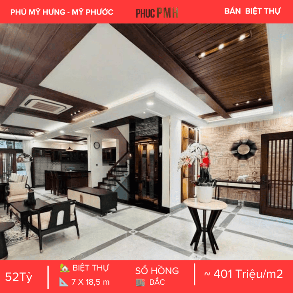BIỆT THỰ CẢNH ĐỒI MỸ PHƯỚC PHÚ MỸ HƯNG – THIẾT KẾ CÓ HẦM & THANG MÁY – NỘI THẤT LUXURY ĐẲNG CẤP