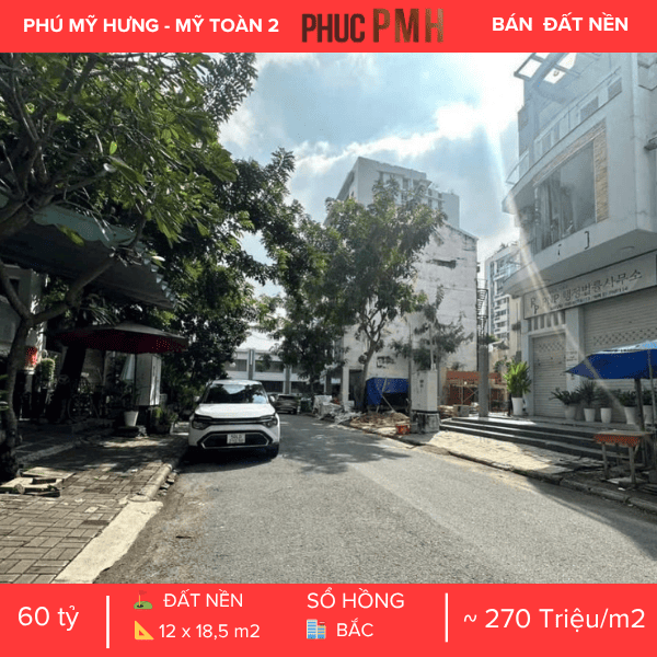 CẶP ĐẤT VÀNG MỸ TOÀN 2 PHÚ MỸ HƯNG – VỊ TRÍ TRUNG TÂM KHU CẢNH ĐỒI – DIỆN TÍCH 222M2
