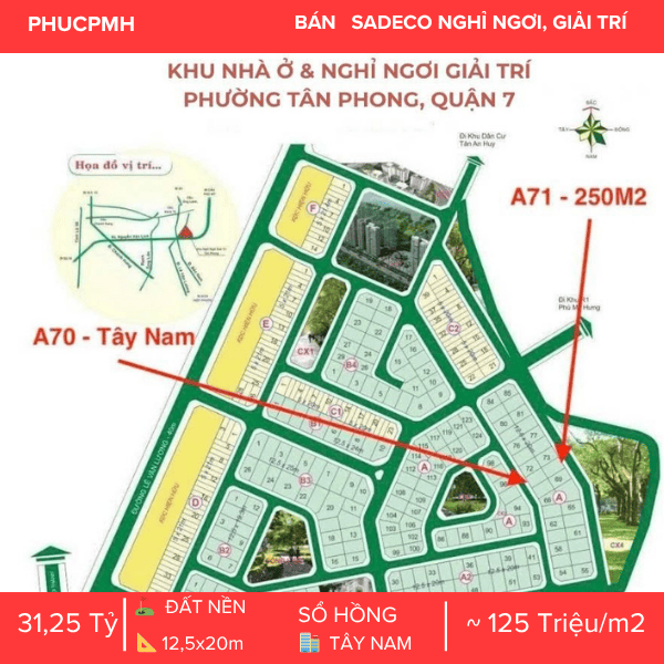 ĐẤT BIỆT THỰ ĐƠN LẬP A70 – KDC SADECO NGHỈ NGƠI GIẢI TRÍ – SAU LƯNG SC VIVO CITY & KỀ CẬN PHÚ MỸ HƯNG