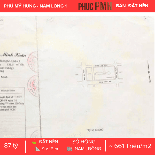 ĐẤT NỀN GÓC 2 MẶT TIỀN SIÊU ĐẮC ĐỊA – NAM LONG 1 PHÚ MỸ HƯNG – GIAO LỘ HÀ HUY TẬP & NGUYỄN BÍNH