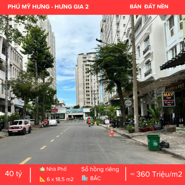 ĐẤT NỀN HƯNG GIA 2 PHÚ MỸ HƯNG, MẶT TIỀN ĐƯỜNG 20M, QUY HOẠCH HẦM + 5 TẦNG