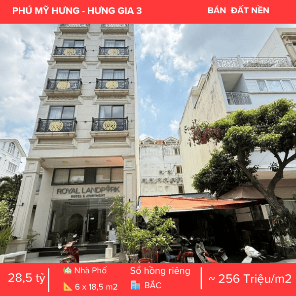 ĐẤT NỀN HƯNG GIA 3 PHÚ MỸ HƯNG, QUY HOẠCH HẦM + 5 TẦNG, VỊ TRÍ KINH DOANH ĐẮC ĐỊA