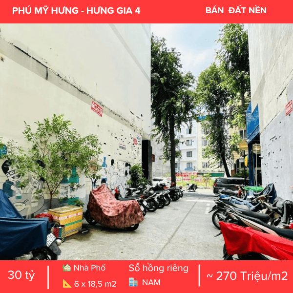 ĐẤT NỀN HƯNG GIA 4 PHÚ MỸ HƯNG, KẾ GÓC PHẠM VĂN NGHỊ, QUY HOẠCH HẦM + 5 TẦNG