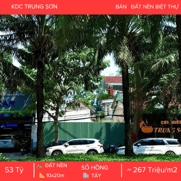 ĐẤT NỀN MẶT TIỀN ĐƯỜNG 9A TRUNG SƠN – VỊ TRÍ VÀNG KINH DOANH – QUY HOẠCH CAO TẦNG