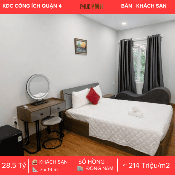 KHÁCH SẠN 24 PHÒNG CAO CẤP KDC CÔNG ÍCH QUẬN 4 – DÒNG TIỀN KHỦNG 66TR/THÁNG – VỊ TRÍ VÀNG QUẬN 7