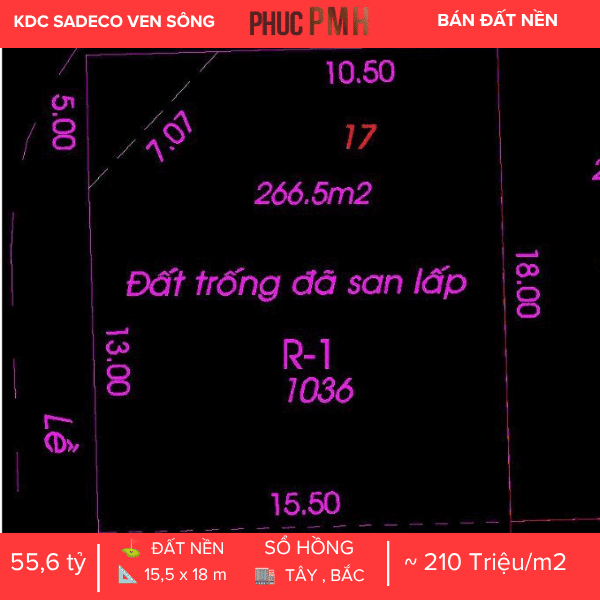 VỊ VỚI GÓC ĐỘC BẢN R1 – HAI MẶT TIỀN LỘ GIỚI 20M – TRÁI TIM SADECO VEN SÔNG