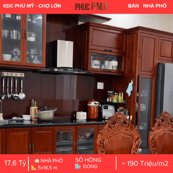 NHÀ PHỐ KDC PHÚ MỸ CHỢ LỚN – SÁT METRO TÂN MỸ – NỘI THẤT GỖ ĐỎ ĐẲNG CẤP