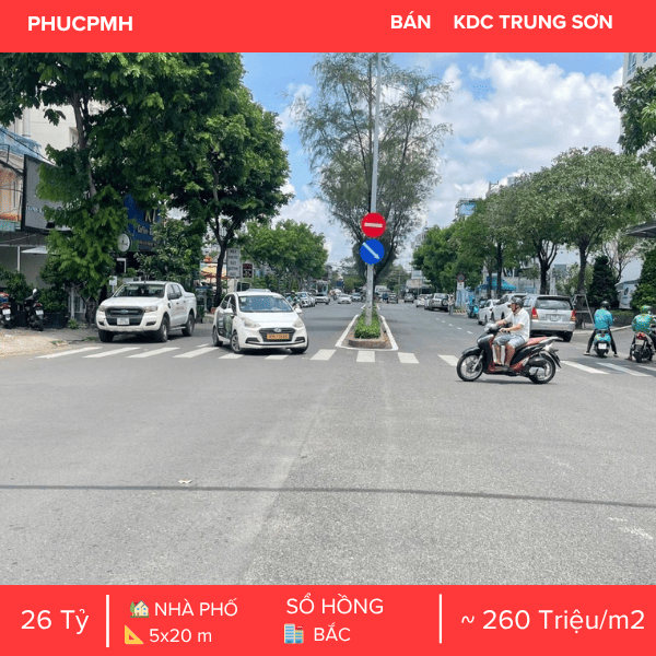NHÀ PHỐ MẶT TIỀN ĐƯỜNG ĐÔI 24M KDC TRUNG SƠN – DÒNG TIỀN ỔN ĐỊNH 50TR/THÁNG – VỊ TRÍ KINH DOANH ĐẮC ĐỊA
