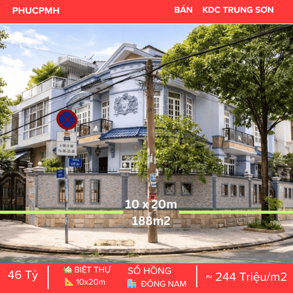  BIỆT THỰ GÓC 2 MẶT TIỀN TRUNG SƠN – VIEW SÔNG TRỰC DIỆN – KẾT CẤU CÓ HẦM – NỘI THẤT CAO CẤP