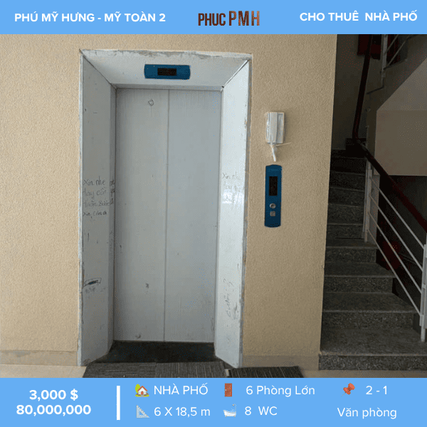  CHO THUÊ NHÀ VĂN PHÒNG ĐƯỜNG NỘI KHU MỸ TOÀN 2 – PHÚ MỸ HƯNG – SÀN TRỐNG VĂN PHÒNG – CÓ THANG MÁY