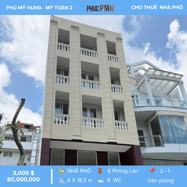  CHO THUÊ NHÀ VĂN PHÒNG ĐƯỜNG NỘI KHU MỸ TOÀN 2 – PHÚ MỸ HƯNG – SÀN TRỐNG VĂN PHÒNG – CÓ THANG MÁY