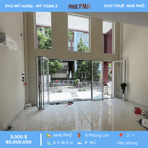  CHO THUÊ NHÀ VĂN PHÒNG ĐƯỜNG NỘI KHU MỸ TOÀN 2 – PHÚ MỸ HƯNG – SÀN TRỐNG VĂN PHÒNG – CÓ THANG MÁY