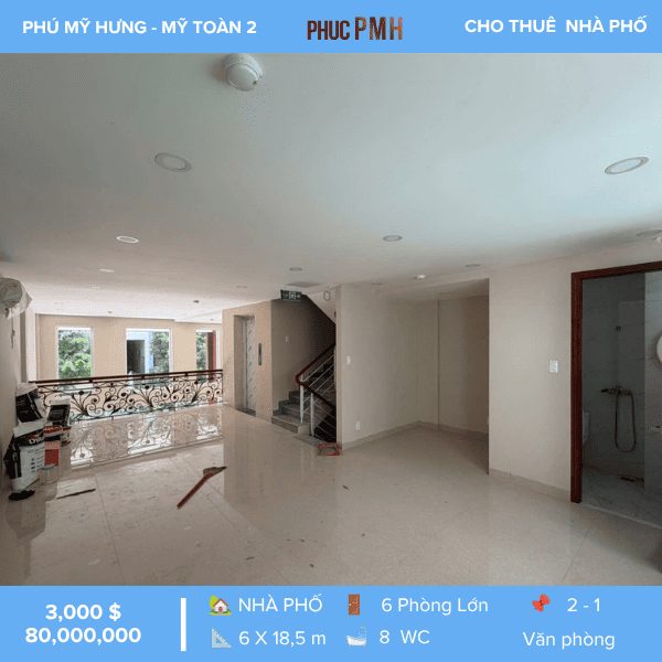  CHO THUÊ NHÀ VĂN PHÒNG ĐƯỜNG NỘI KHU MỸ TOÀN 2 – PHÚ MỸ HƯNG – SÀN TRỐNG VĂN PHÒNG – CÓ THANG MÁY