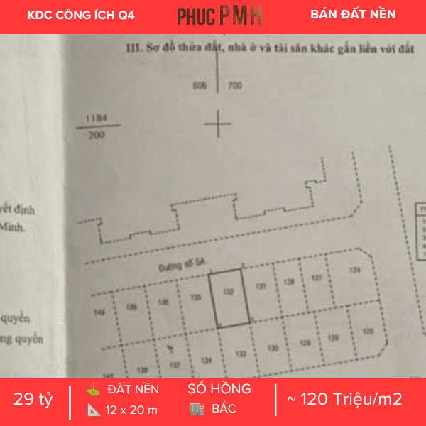 Bán Lô Đất Biệt Thự Đơn Lập G1-09, KDC Công Ích Quận 4, P. Phú Mỹ, Quận 7. Diện Tích 12m x 20m (240m2)