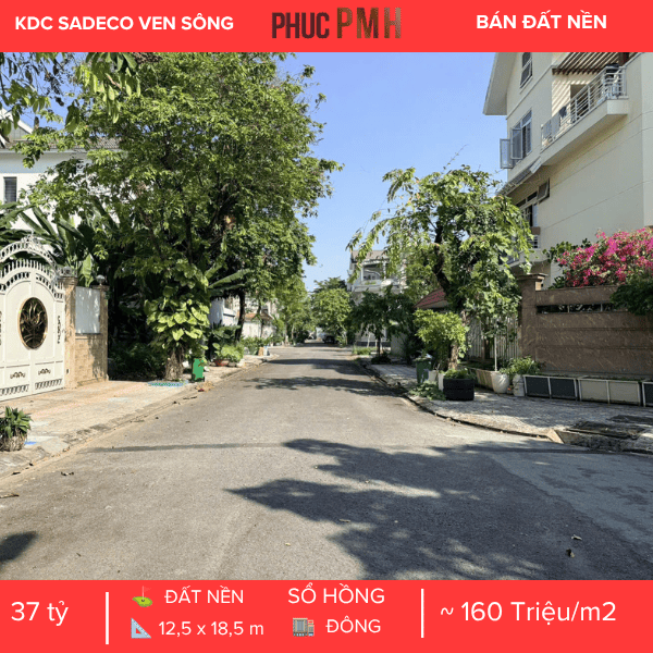 Bán Đất Biệt Thự Khu VIP Q8, KDC Sadeco Ven Sông, Quận 7 - Diện Tích 12.5m x 18.5m, Hướng Đông Nam Mát Mẻ, Sổ Hồng Riêng