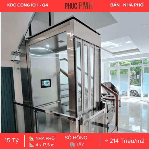 Số 42 Đường 1B (KDC Công ích Quận 4), diện tích 70m², kết cấu trệt 3 lầu, 4PN, hướng Tây, sổ hồng riêng