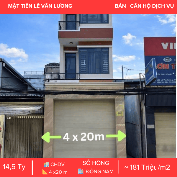  MẶT TIỀN LÊ VĂN LƯƠNG PHƯỜNG TÂN HƯNG QUẬN 7 – KẾT CẤU 4 TẦNG – SẴN DÒNG TIỀN 480 TRIỆU/NĂM