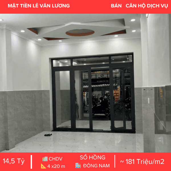  MẶT TIỀN LÊ VĂN LƯƠNG PHƯỜNG TÂN HƯNG QUẬN 7 – KẾT CẤU 4 TẦNG – SẴN DÒNG TIỀN 480 TRIỆU/NĂM