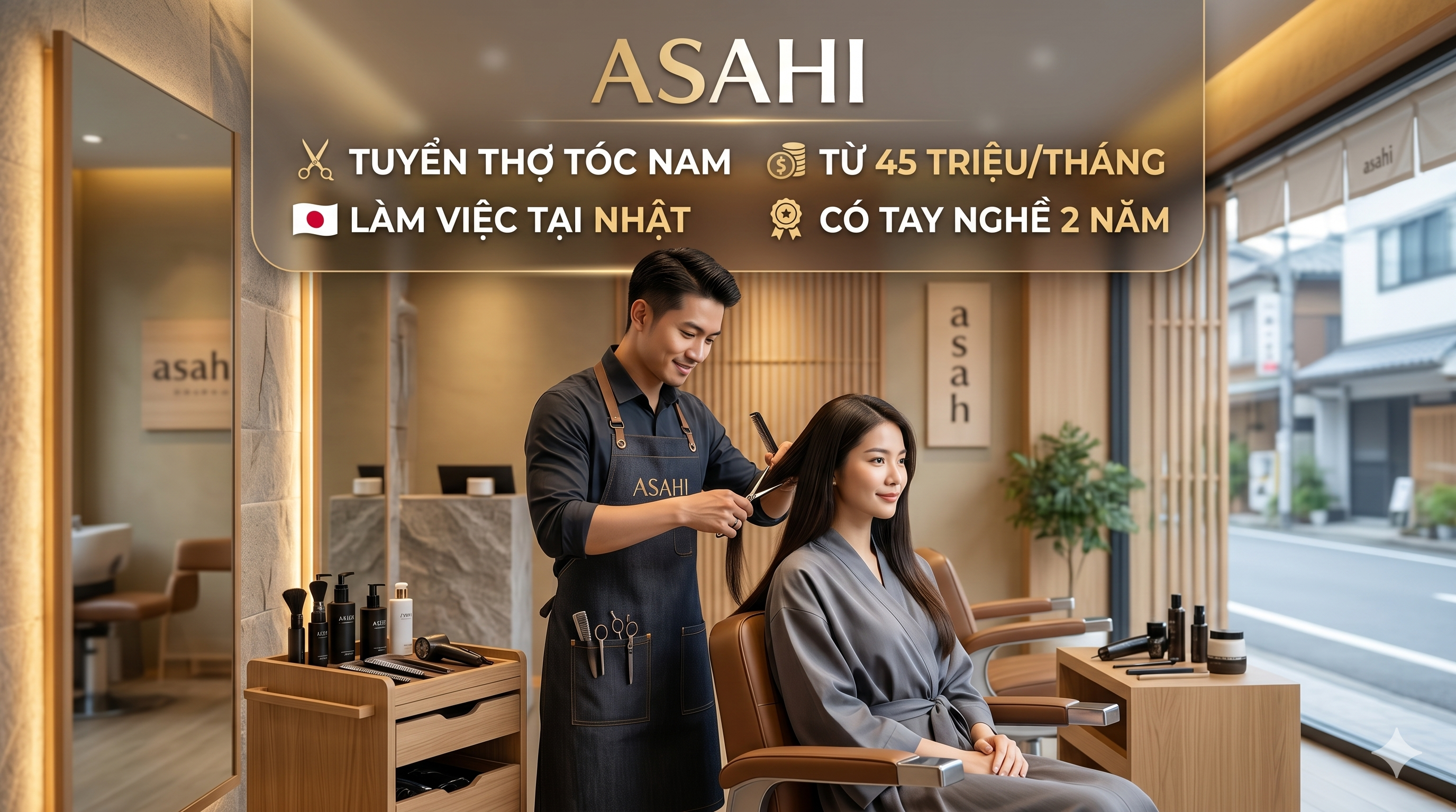 Tuyển Thợ Nam Cắt Tóc Làm Việc Tại Nhật Bản – Thu Nhập Từ 35 Triệu/Tháng