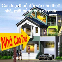 Các loại thuế đối với cho thuê nhà, mặt bằng của cá nhân Các loại thuế đối với cho thuê nhà, mặt bằng của cá nhân