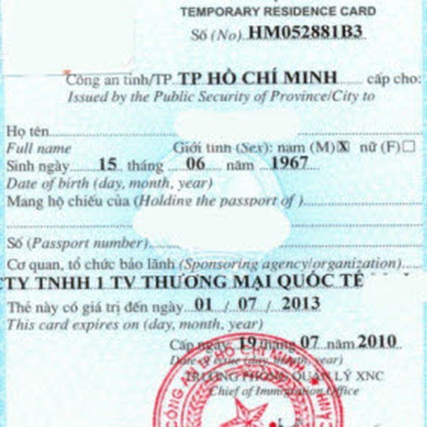 Dịch vụ làm thẻ tạm trú cho người nước ngoài tại Việt Nam