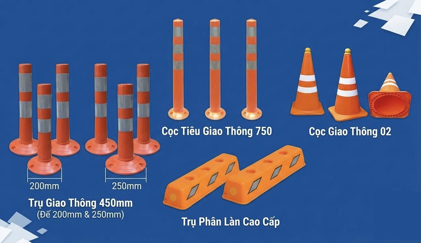 Trụ Phân Làn & Cọc Tiêu Giao Thông Giá Tốt, Độ Bền Cao | Nhựa Minh Đăng
