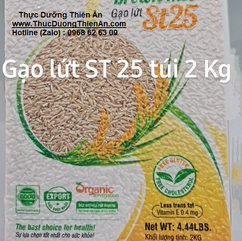 GẠO LỨT ST25 Hữu Cơ ( Hàng Xuất Khẩu Gói 2kg)