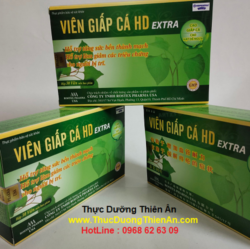 Thực Phẩm Bảo Vệ Sức Khỏe GIẤP CÁ HD : HỖ TRỢ  NGỪA TÁO BÓN VÀ SUY GIÃN TĨNH MẠCH