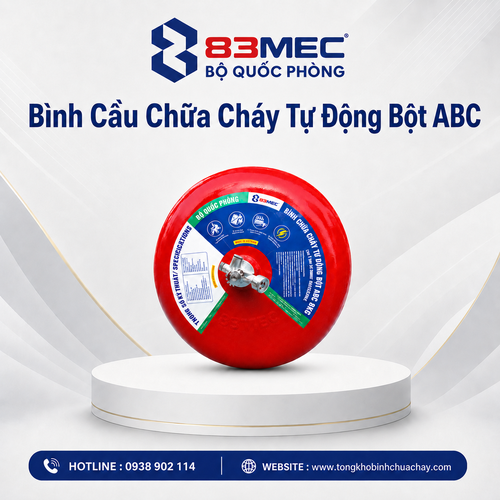  Bình Cầu Chữa Cháy Tự Động Bột ABC 8Kg Bộ Quốc Phòng 83MEC/ABC/TĐ8KG