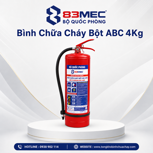 Bình Chữa Cháy Bột ABC 4Kg Bộ Quốc Phòng 83MEC/ABC/4KG