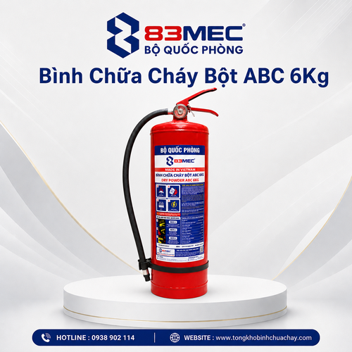 Bình Chữa Cháy Bột ABC 6Kg Bộ Quốc Phòng 83MEC/ABC/6KG