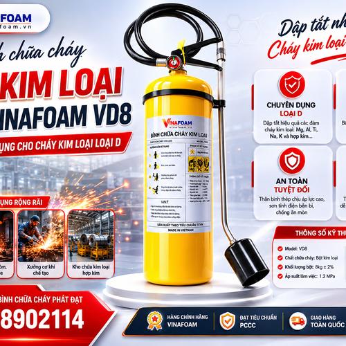 Bình Chữa Cháy Bột Kim Loại 8kg Vinafoam VD8