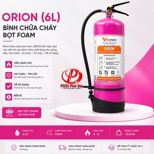 Bình Chữa Cháy Pin Lithium ORION 6 lít Vinafoam OR-6