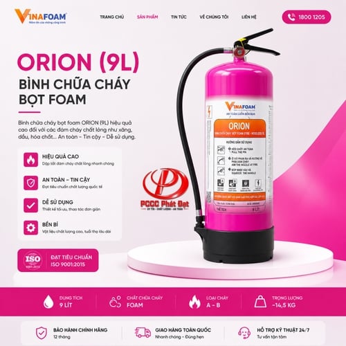 Bình Chữa Cháy Pin Lithium ORION 9 lít Vinafoam OR-9