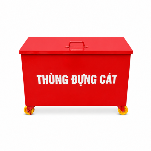 Thùng Đựng Cát PCCC Có Nắp Đậy Có Bánh Xe 1000x1000x1000mm Dày 1 Ly