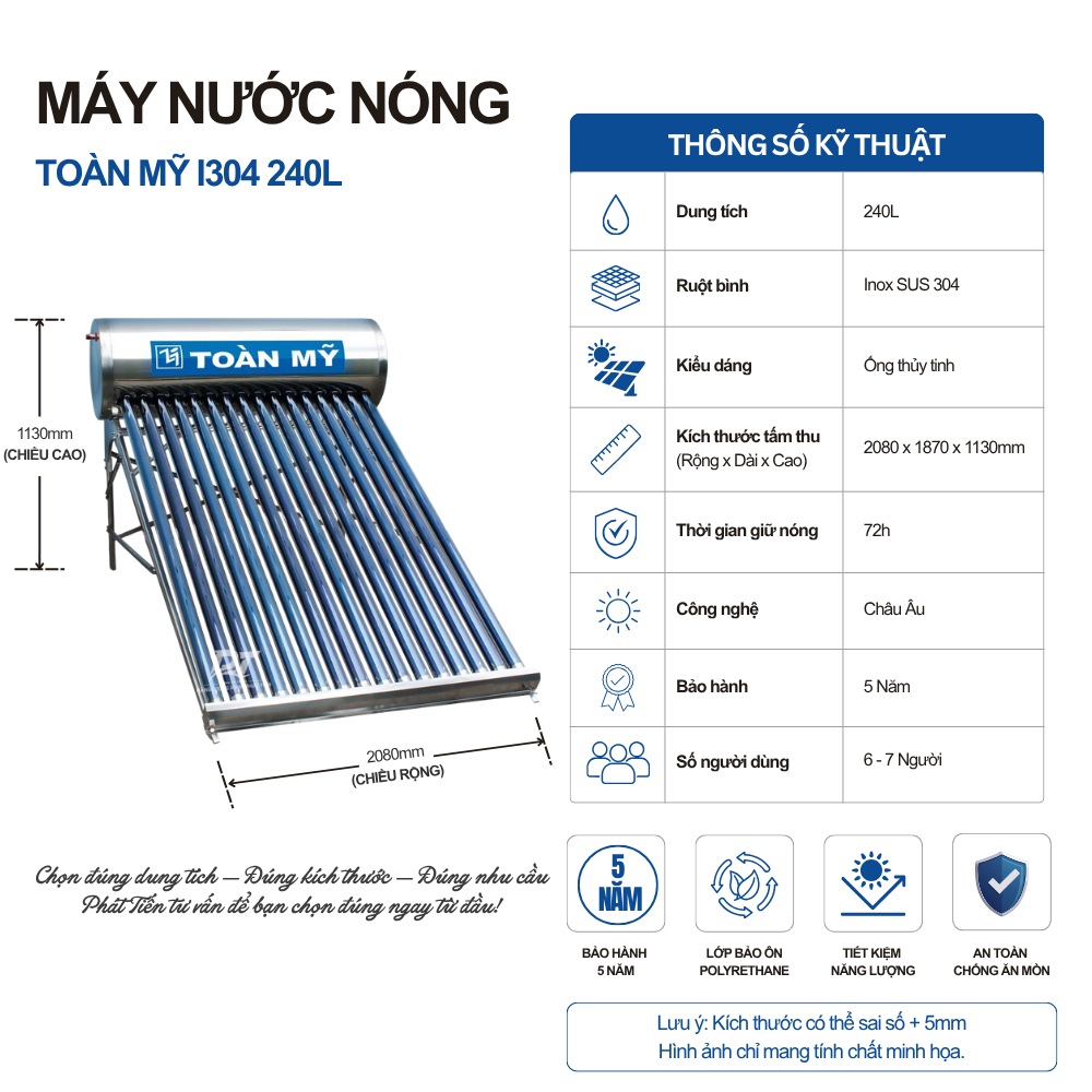 Máy nước nóng năng lượng mặt trời Toàn Mỹ 240L Máy nước nóng năng lượng mặt trời Toàn Mỹ 240L